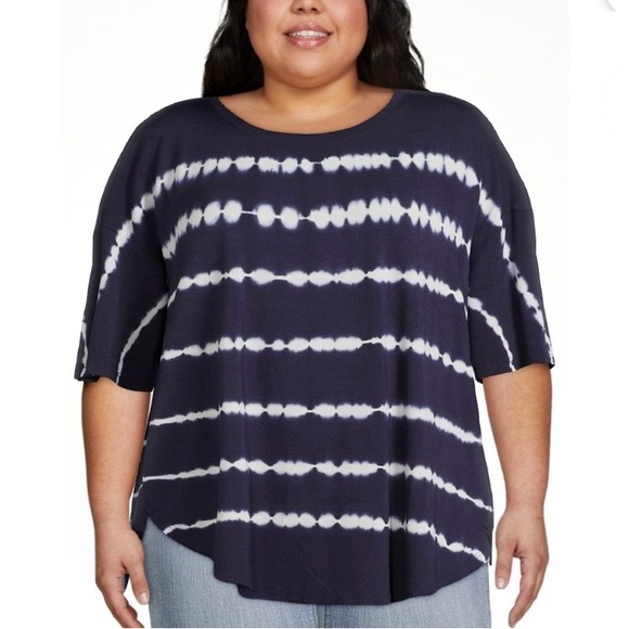 Time and Tru Women's Crewneck Solid & Tie-Dye Tunic Tee Plus Size XXL (20) Navy - Picture 1 of 13